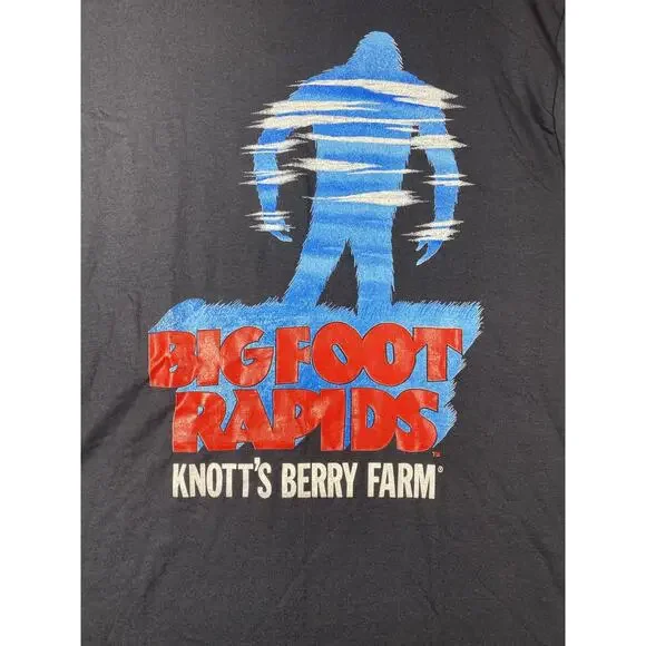 Vintage Knott's Berry Farm Bigfoot Rapids Shirt Mens Large Black Made USA 90s